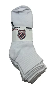 New K-SWISS Size 10-13 Men's K-Nit White Ankle Socks w/Foot Logo 10-Pairs - Picture 1 of 8