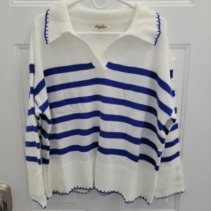 Haptics By Holly Harper Langarm Gr. S Blau Weiß Maritim Pullover. Neu - Bild 1 von 9