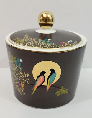 Sara Miller for Portmeirion Chelsea Collection Lidded Sugar Bowl Love Birds - Image 1 of 4
