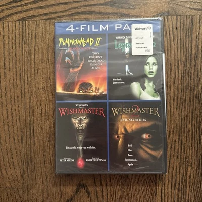 4 Film Pack: Pumpkinhead II Leprechaun Wishmaster 1 & 2 (DVD, 3 Disc Set) New - Image 1 of 4