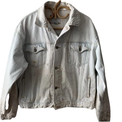 Chaqueta de Trabajo Jean Denim Desgastado Destrozado De Colección Punk Rock Motocicleta L Patín Foto 1 de 4