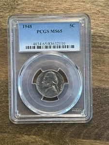 1948 PCGS MS65 Jefferson Nickel Coin - Picture 1 of 2