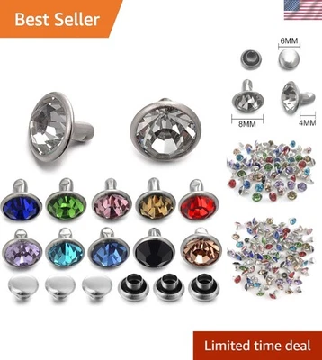 Elegante base de prata rebites de cristal 8 mm - 100 conjuntos para projetos de moda faça você mesmo - Imagem 1 de 4