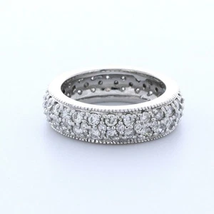 2 1/2 CTW F VS2 Round Cut Earth Mined Certified Diamonds 14k Gold Eternity Ring - Picture 1 of 10