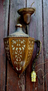 LUZ COLGANTE DE TECHO/CANAPE M ART DECO LATÓN Y VIDRIO DE ESCORIA - Imagen 1 de 6