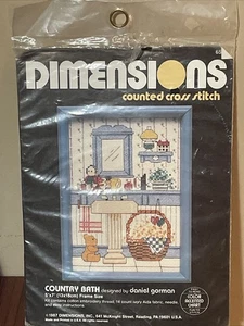 1987 Dimensions Country Bath 5x7 Counted Cross Stitch - Bild 1 von 5
