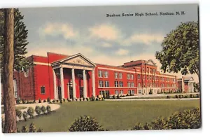 Nashua Senior High School Nashua NH Tichnor Bros cartolina d'epoca - Foto 1 di 2