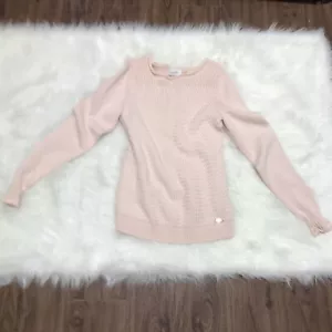 Calvin Klein Size S Women Open Stitch Pullover Light Pink Sweater Long Sleeves - Picture 1 of 10