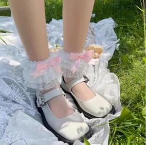 Japanese cute lolita lace ruffled bow socks Kawaii Accessories Stockings summer - Picture 1 of 13