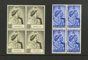 M1246 Antigua 1949 SG112/3 - 1949 Silver Wedding pair in blocks of 4. - Picture 1 of 2