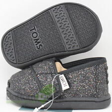 TOMS 10011460 Girl s Tiny Vegan Classics Iridescent Glimmer Shoes Black  3