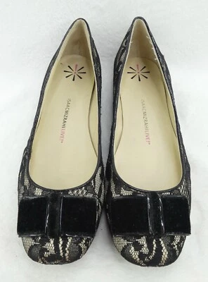 Isaac Mizrahi Live Bronceado Satinado y Negro Encaje Terciopelo Arco Ballet Zapatos Planos 8.5 M Nuevos Foto 1 de 4