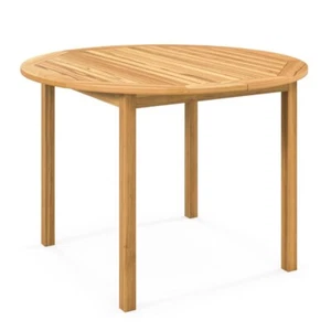 4Person Patio Outdoor Garden Round Furniture Acacia Wood Dining Table Waterproof - Picture 1 of 11