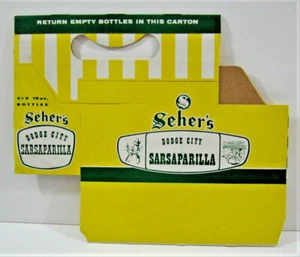 Vintage Sehers Sarsaparilla Soda Pop Flasche 6 Stück Trägerkarton unbenutzt alter Lagerbestand - Bild 1 von 2