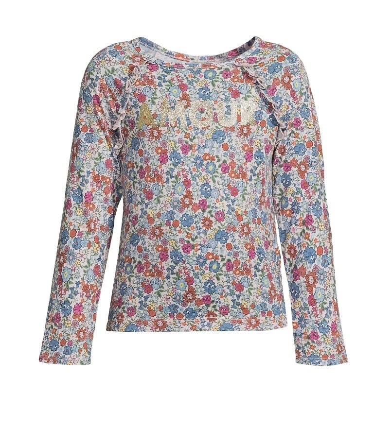 Garanimals 365 Kids Girls Long Sleeve Ruffled Tee Amour Floral Size 4