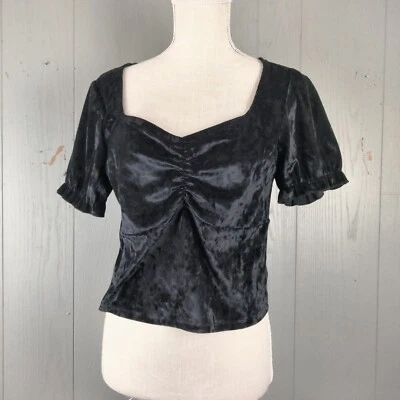 Hot Topic Medium Black Velvet Whimsigoth Babydoll Top Coquette Goth Witchy - Image 1 of 4