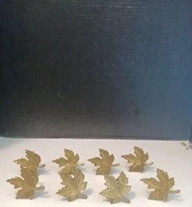 KONVOLUT 8 ANTIKE SERVIETTENRING-SETS GOLD MESSING FINISH AHORNBLATT - Bild 1 von 7