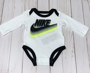 Body Nike Neonato Bambino Ragazzo Manica Lunga Pezzo Unico Bianco Taglia - 3 Mesi - Foto 1 di 2