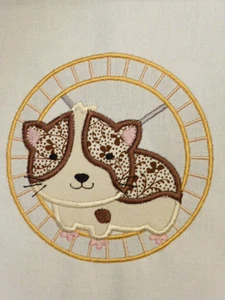 Cute Hamster in a Wheel ~ Embroidered Applique Quilt Block/Panel - Picture 1 of 2