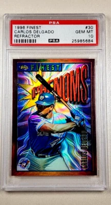 1996 Topps Finest Refractor #30 Carlos Delgado Blue Jays PSA 10 Gem Mint POP 3 - Image 1 of 3
