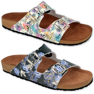 Klogga Sandals Handmade for women patent leather slippers print skulls cranes - Picture 1 of 23