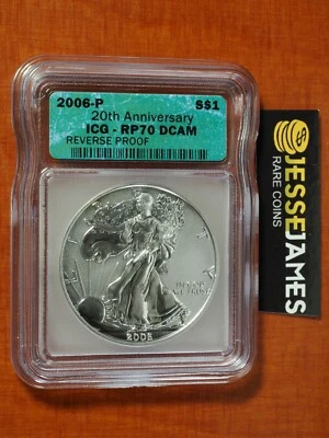 2006 P REVERSE PROOF SILVER EAGLE ICG PR70 DCAM FROM THE 20TH ANNIVERSARY SET - Image 1 of 2