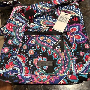 NWT Vera Bradley Top Zip Hipster Crossbody Bag in Haymarket Paisley Black - Picture 1 of 4