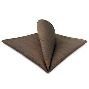 SHLAX&WING Solid Brown Mens Pocket Square Silk Large For Business 12.6 inches - Picture 1 of 6