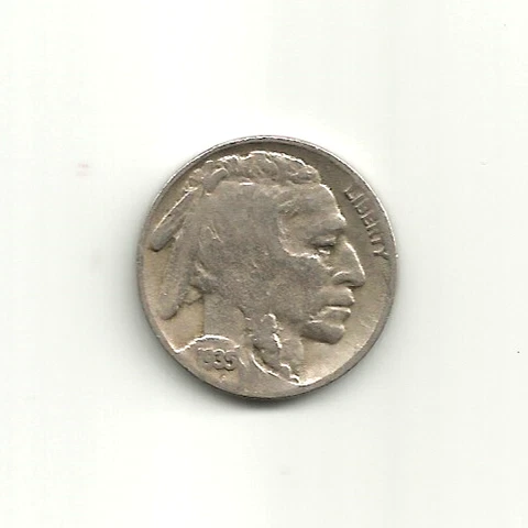1935 S Buffalo Nickel Indian Head Nickel Obverse and Reverse Error Filled RPM VF Cover