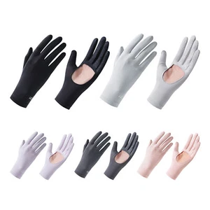 Women Summer Ice Silk Gloves Anti-UV Sun Protection Gloves Palm Hollow Out Glove - Picture 1 of 17