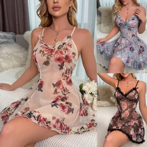 Sexy Women Lingerie Floral Babydoll Underwear Sleepwear Nightgown Slip Dress Set - Picture 1 of 214