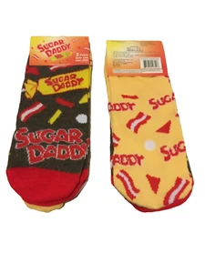 SUGAR DADDY CARAMEL CANDY Novedad Calcetines Corte Bajo 2 Pares Talla Única Se Adapta a la mayoría Nuevos con Etiquetas - Imagen 1 de 2