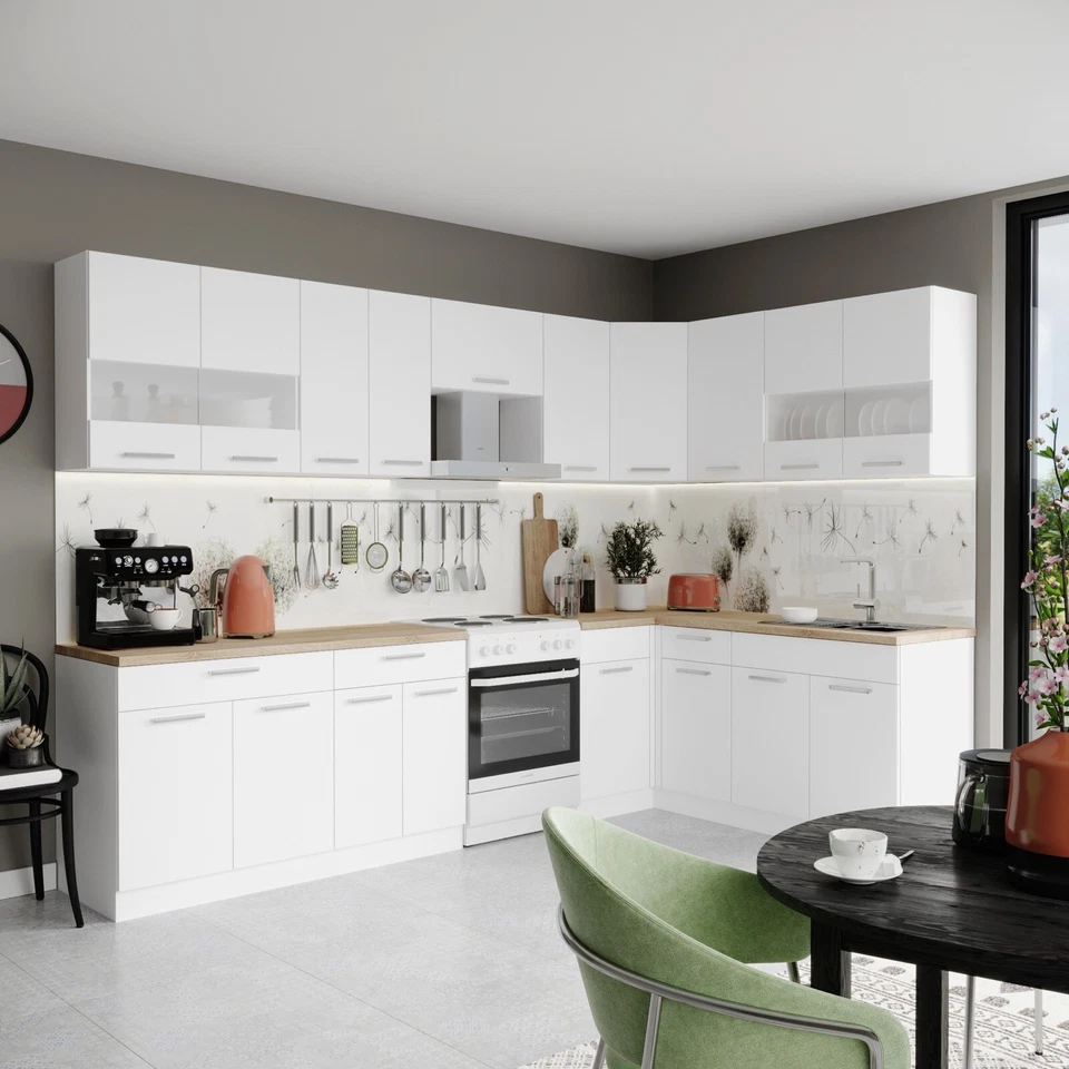 Küchenzeile Eckküche Winkel Küche Einbauküche Küchenblock  ALINA Weiß Matt  - Bild 1 von 1