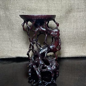 Wooden Display Stand made of Rosewood, handmade sculpture, core wood, size 7.8" - Imagen 1 de 11