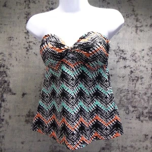 Converse One Star Women's Tankini Top Straples Black Aqua Orange Size Small EUC - Picture 1 of 10