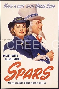 WWII Poster, "Enlist with Coast Guard SPARS" Art Print on 11x14" 22604 - Picture 1 of 1
