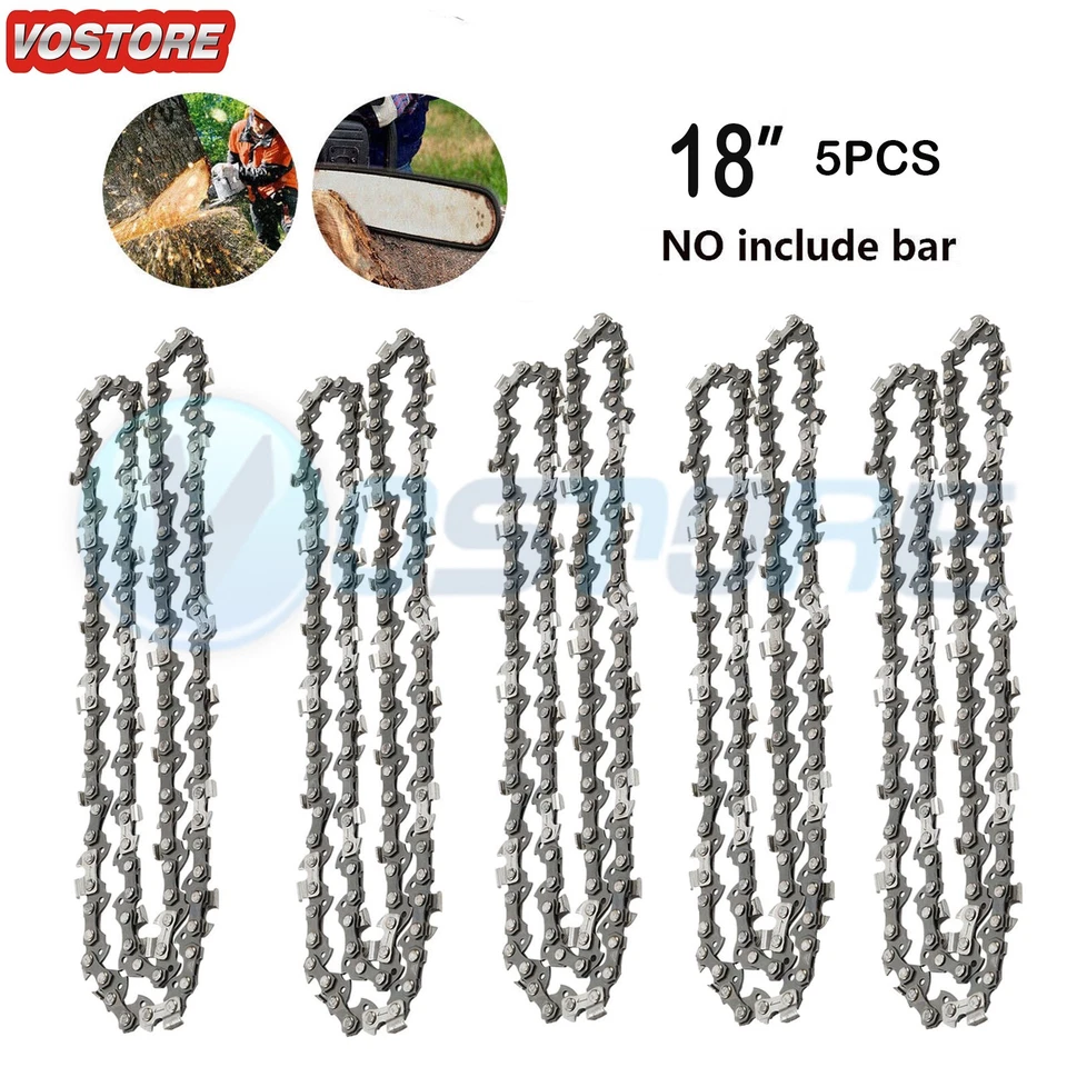 MAX MOTOSPORTS 5 Pack 18" inch Chainsaw Saw Chain Blade 3/8" LP .050 Gauge 62DL Drive Links