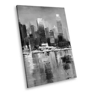 SC858 Black White Portrait Canvas Picture Print Large Wall Art City Skyline - Picture 1 of 7