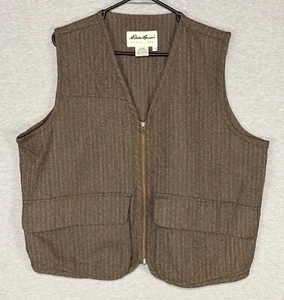 Vintage Eddie Bauer Wool Sports Jacket Vest Mens Large Brown-Gray Waistcoat - Picture 1 of 8