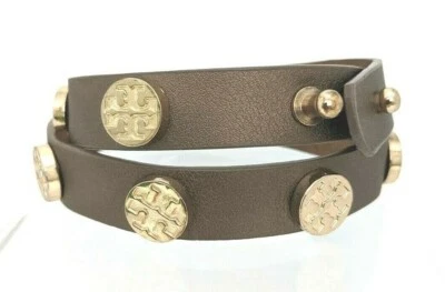 CS. Authentic "Tory Burch" Antique Gold Leather Double Wrap Bracelet 40 cm - Изображение 1 из 4