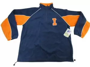 Illinois Fighting Illini Mens Sizes L-XL-2XL Blue/Orange Pullover 1/4 Zip Jacket - Picture 1 of 8