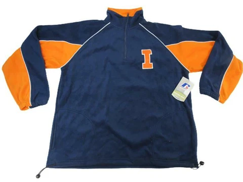 Illinois Fighting Illini Mens Sizes L-XL-2XL Blue/Orange Pullover 1/4 Zip Jacket Cover