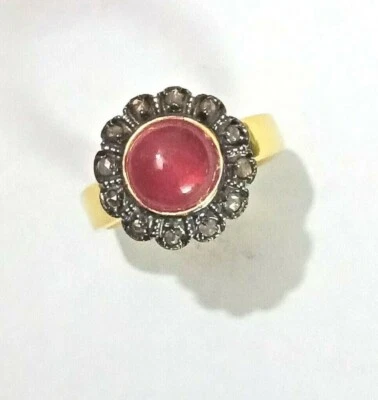 Funkelnder Pave Diamant Rubin Rund Edelstein Ring 925 Sterling Silber Damenring - Bild 1 von 4