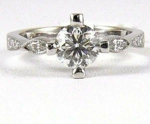 1.37Ct SI2 Natural Round Diamond Solitaire Lady's Ring 18k White Gold - Picture 1 of 8