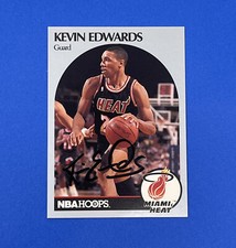 1990-91 Hoops #165 Kevin Edwards Auto SIGNED On-Card Autograph Miami Heat
