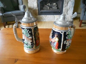 2 piedras de cerveza de cerámica vintage de Alemania occidental con tapas ¡excelente estado!¡! - Imagen 1 de 12
