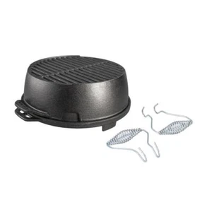 12 in. Portable Cast Iron Kickoff Charcoal Grill in Black - Picture 1 of 9