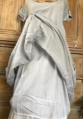 VESTIDO HANNOH WESSEL FABULOUS GRIS ALGODÓN AZULADO s. 38 NUEVO CON ETIQUETAS ITALIA Foto 1 de 4