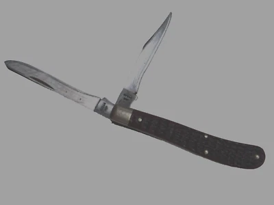 CUCHILLO TRAMPERO ESTUCHE VINTAGE 2 HOJAS, BORDE DE AFEITAR MARRÓN OSCURO 3 puntos 62048 SSP Foto 1 de 4