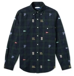 Ralph Lauren Herren Hemd Oxford Grün Tartan Kariert Bulldogge & Flag Print S-XL - Bild 1 von 5